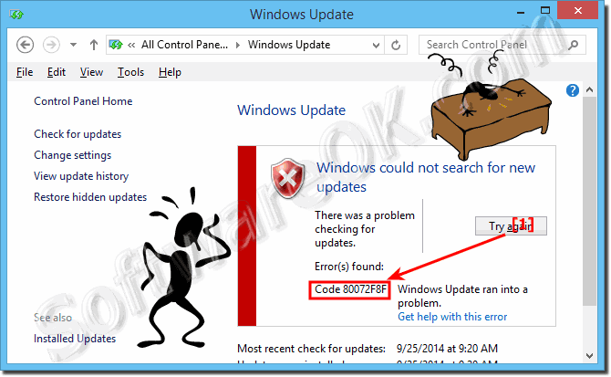 Code 80072f8f Update Windows 7